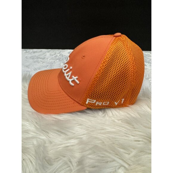 Titleist Footjoy Pro V1 New Era Orange Embroidered Golf Hat Cap Size Small/ Med - Picture 3 of 10